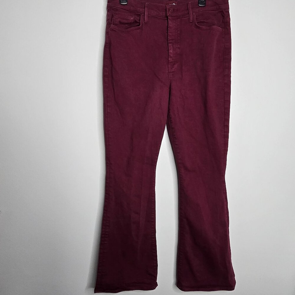 MOTHER‎ Superior High Waisted Weekender Skimp Play Date Pants Size 33 Burgundy